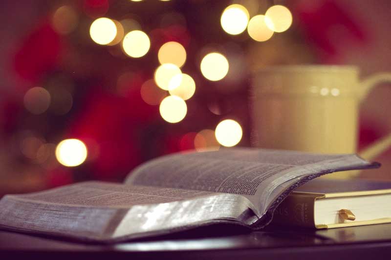 Photo of a bible on table.